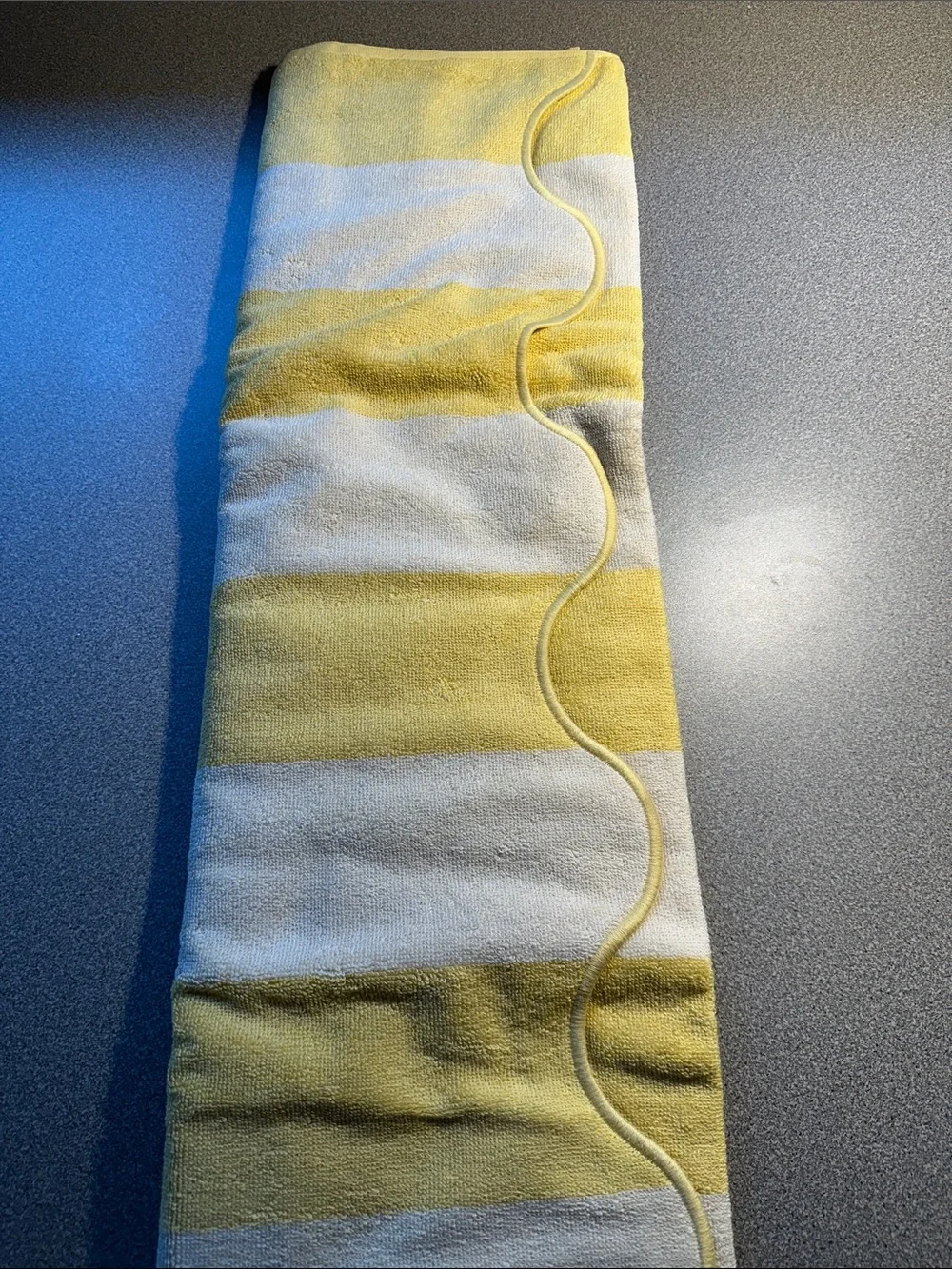 TUCK Yellow & Cream Scalloped Edge Striped Beach Towel